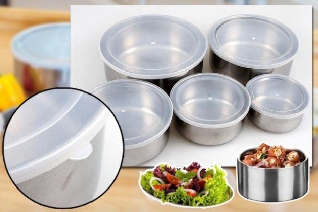 Set caserole inox cu capac